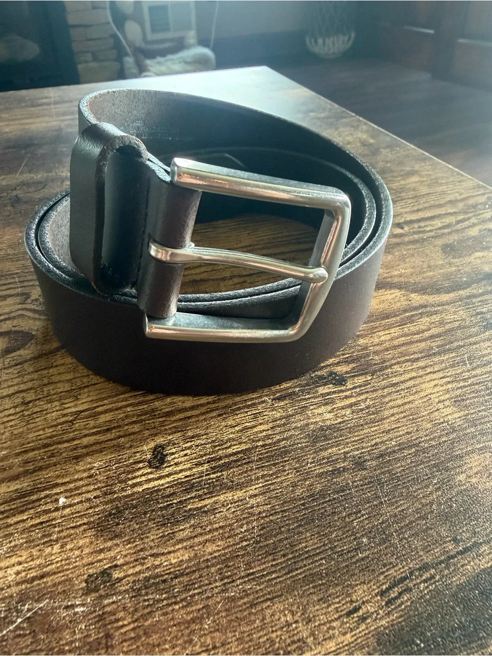 GAP Black Leather Belt with Silver Buckle
